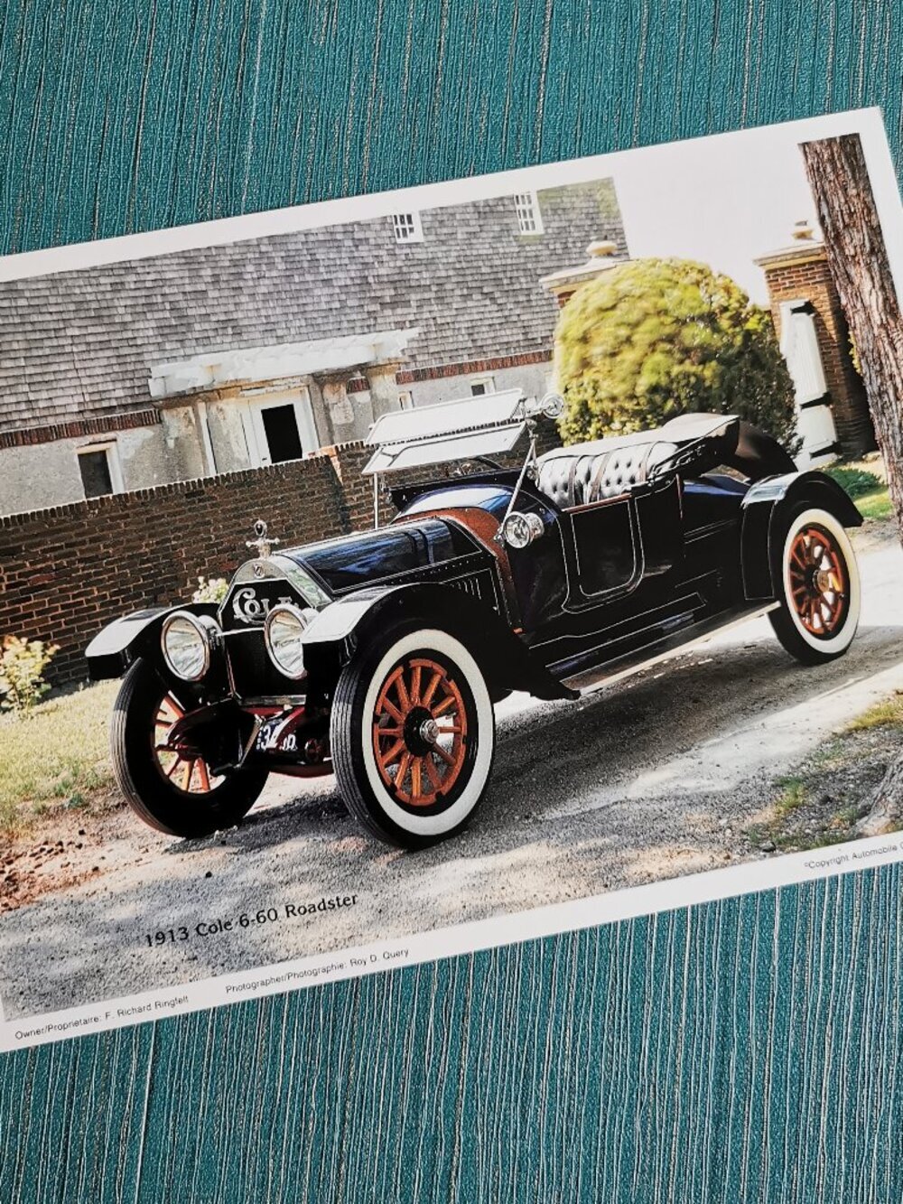 Cole 6-60 Roadster Auto Art 9 5/8" x 7" Luxury Automobile Antique Car Classic